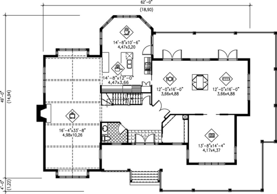 Main Floor Plan for House Plan #179002