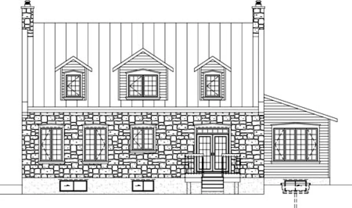 Rear Elevation for House Plan #177422