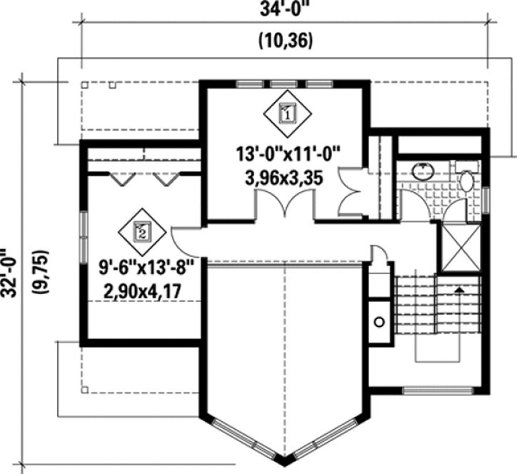 Second Floor Plan for House Plan #173126