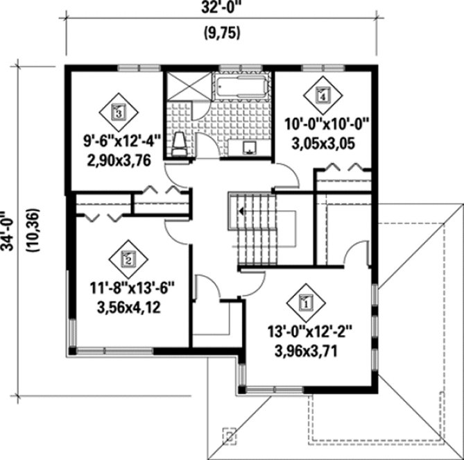 Second Floor Plan for House Plan #176512