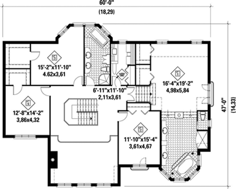 Second Floor Plan for House Plan #175412