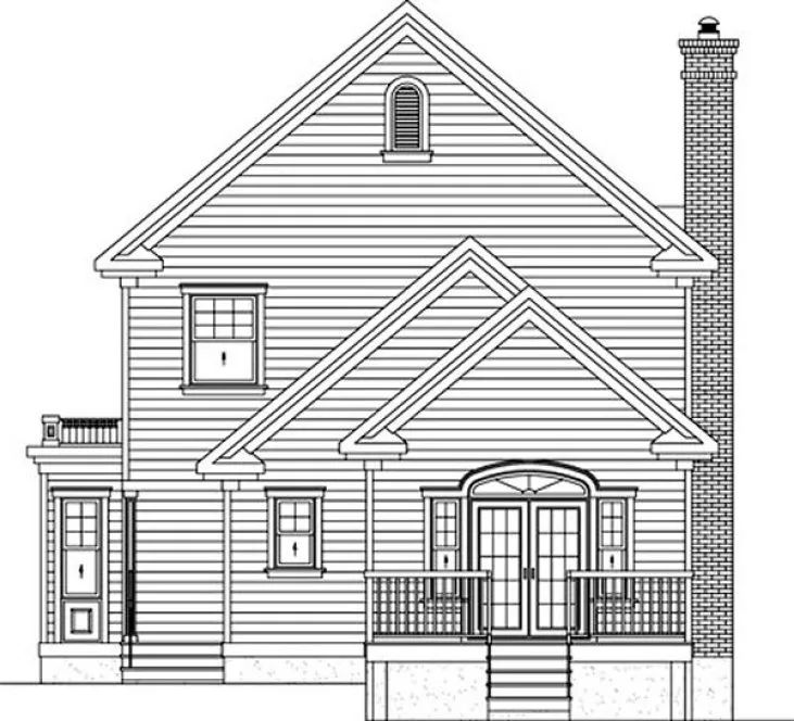 Rear Elevation for House Plan #174102