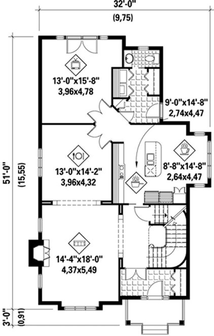 Main Floor Plan for House Plan #174102