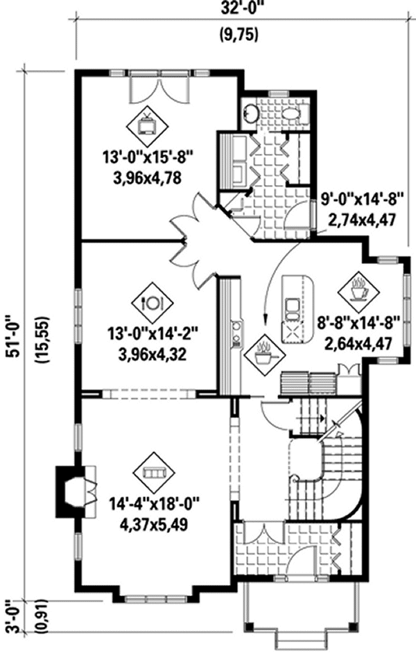Main Floor Plan for House Plan #174102