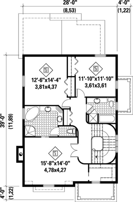Second Floor Plan for House Plan #174102