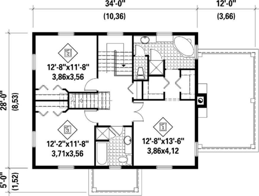 Second Floor Plan for House Plan #174322