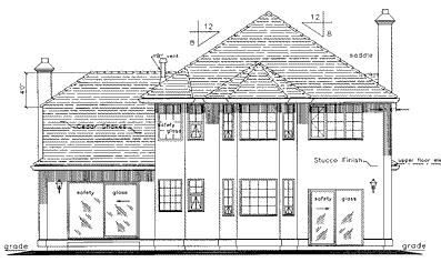 Rear Elevation for House Plan #137619