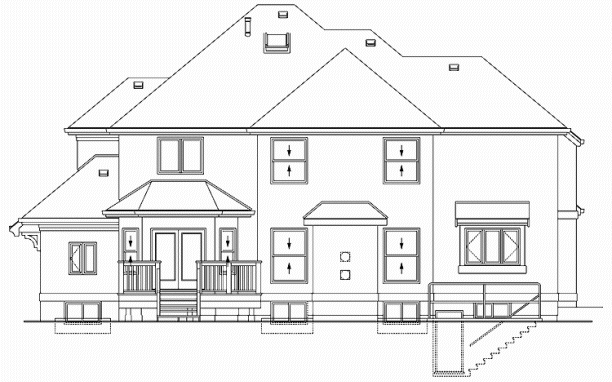Rear Elevation for House Plan #510392