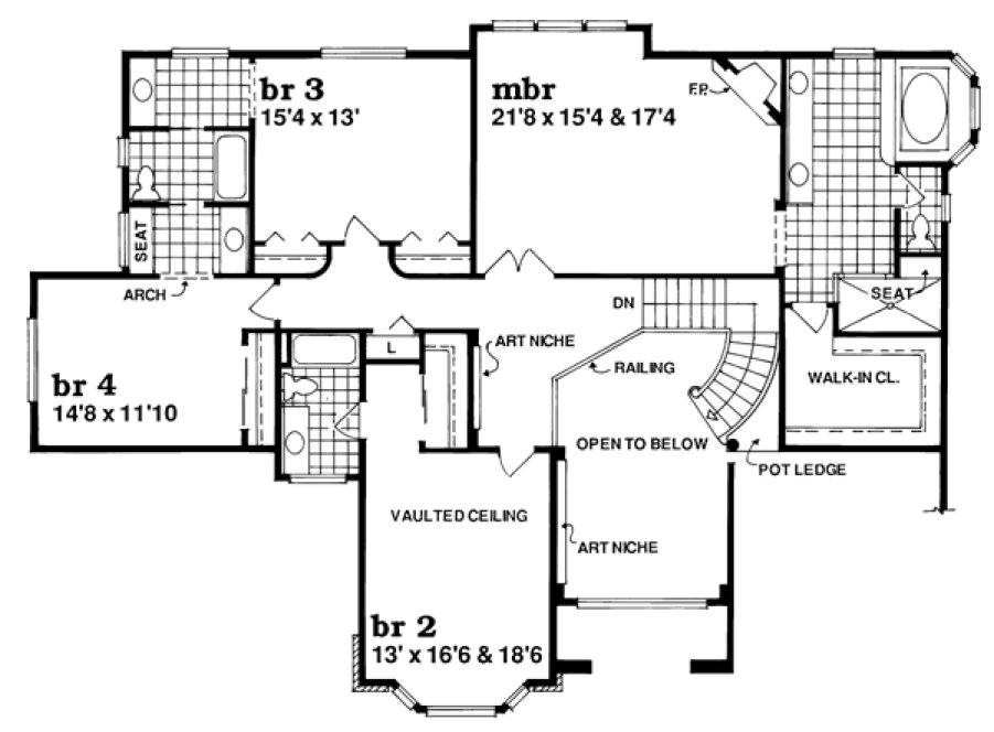 Second Floor Plan for House Plan #510252