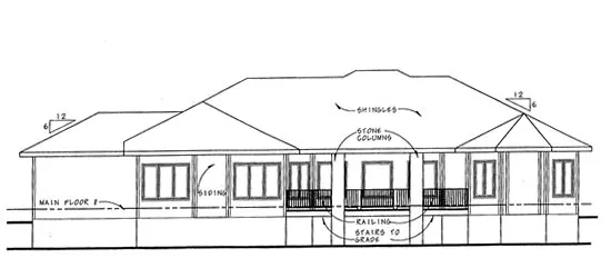 Rear Elevation for House Plan #703162