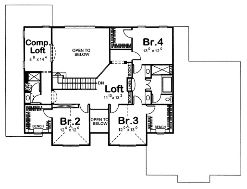 Second Floor Plan for House Plan #705453