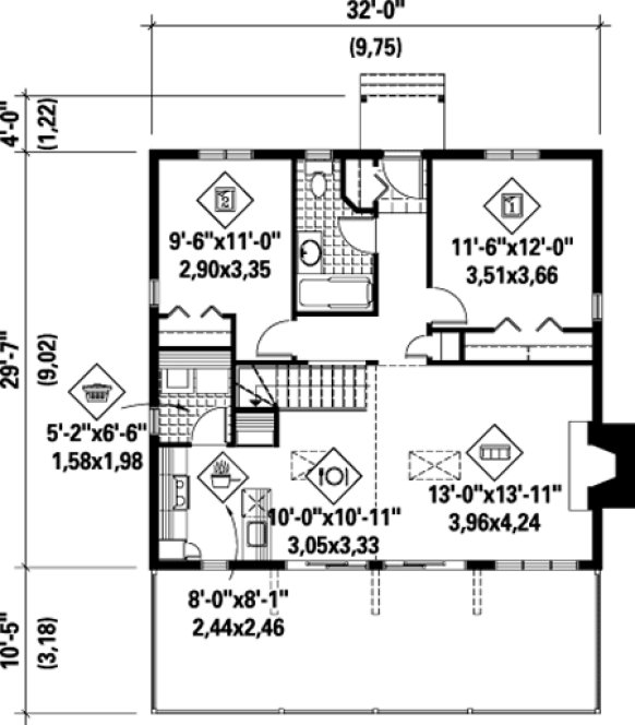 Main Floor Plan for House Plan #179016