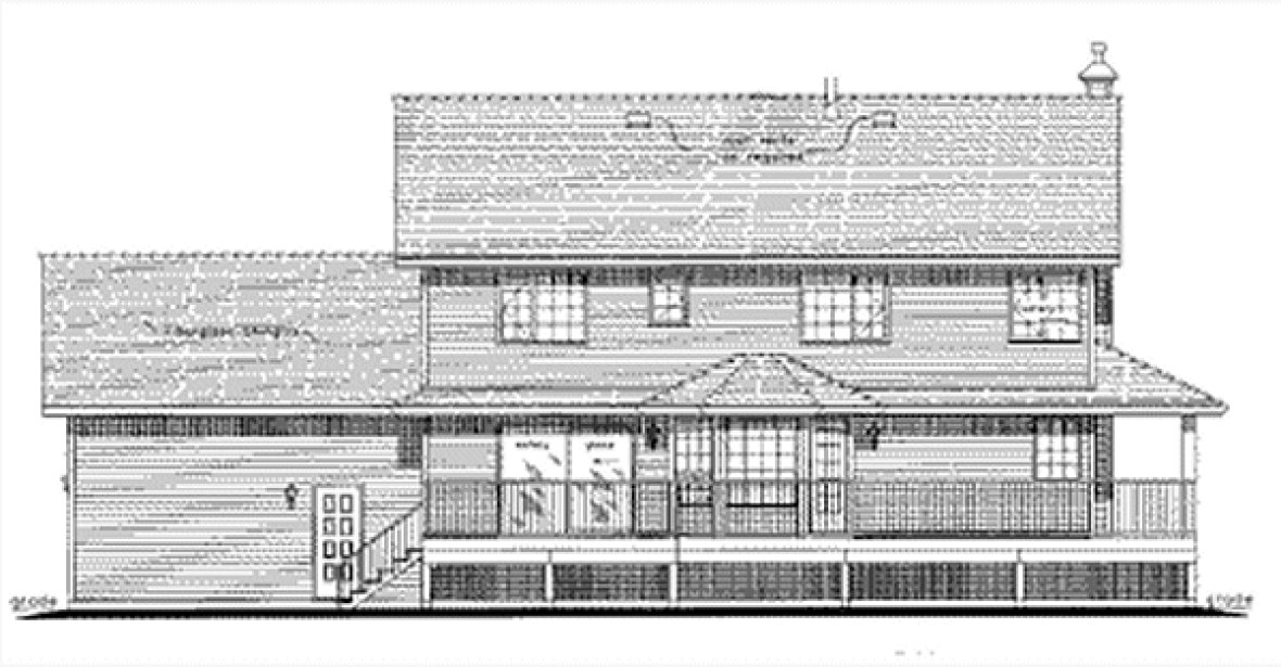 Rear Elevation for House Plan #131159
