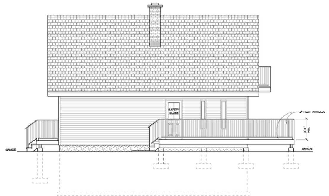 Left Elevation for House Plan #223125