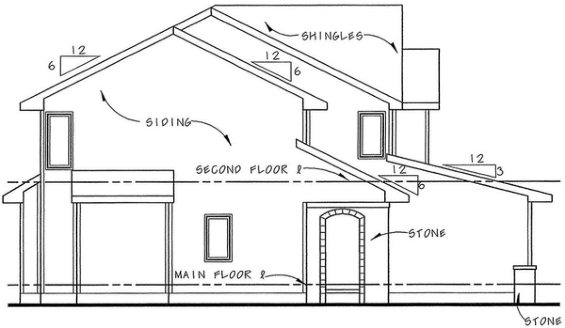 Left Elevation for House Plan #154434