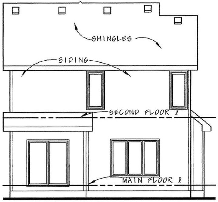 Rear Elevation for House Plan #154434