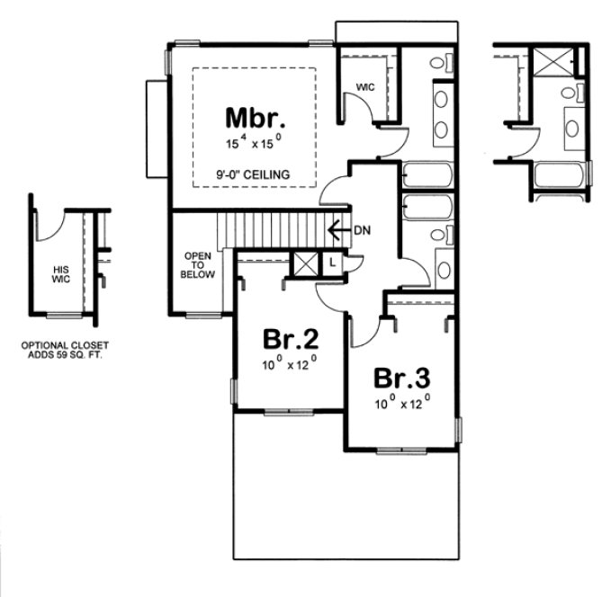 Second Floor Plan for House Plan #154434