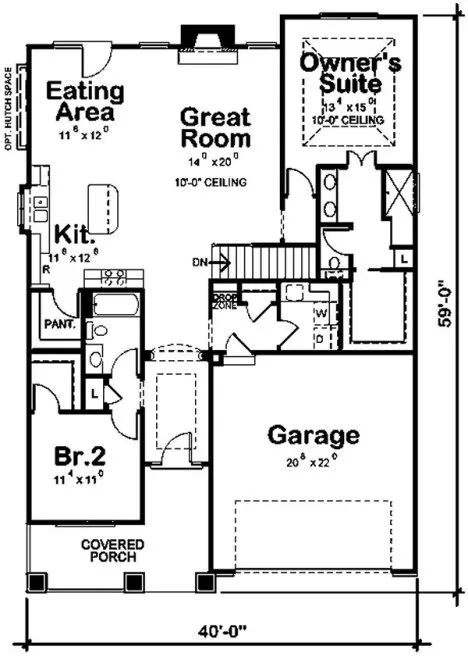 Main Floor Plan for House Plan #159422
