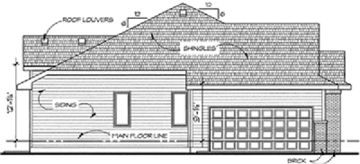 Left Elevation for House Plan #156159