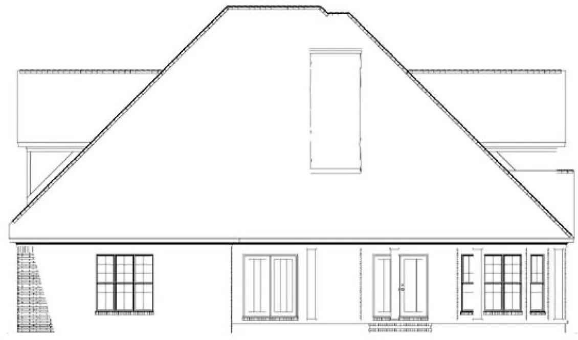 Rear Elevation for House Plan #311749