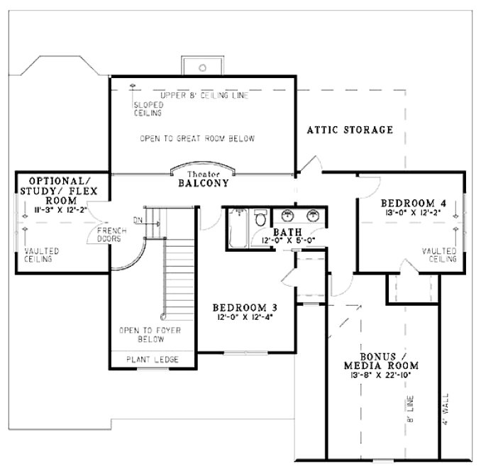 Second Floor Plan for House Plan #311749