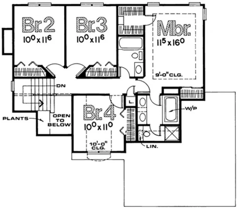 Second Floor Plan for House Plan #156422