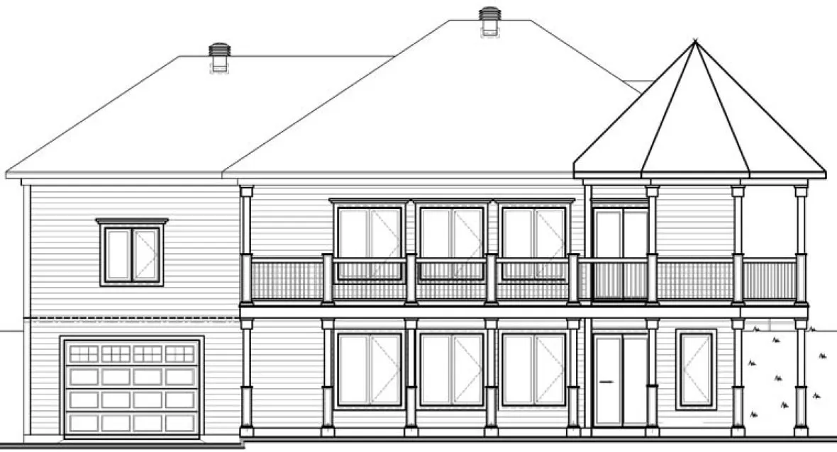 Rear Elevation for House Plan #140393