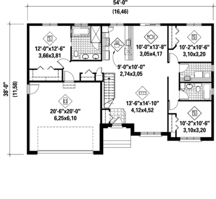 Main Floor Plan for House Plan #175211