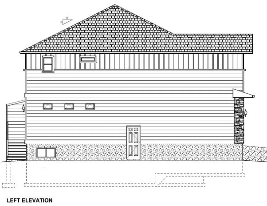 Left Elevation for House Plan #195256