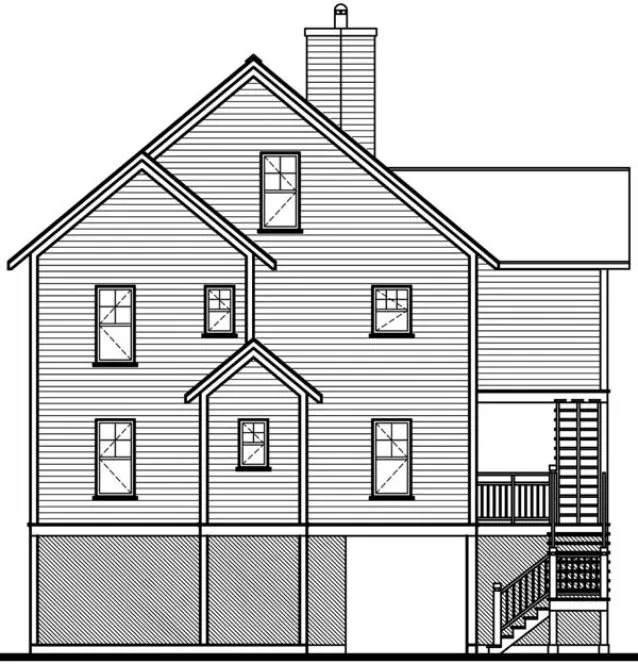 Rear Elevation for House Plan #143494