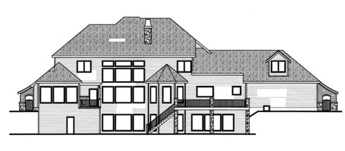 Rear Elevation for House Plan #708744
