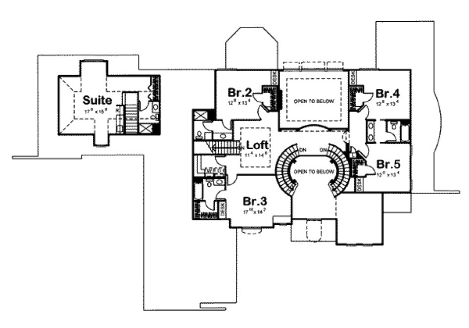 Second Floor Plan for House Plan #708744