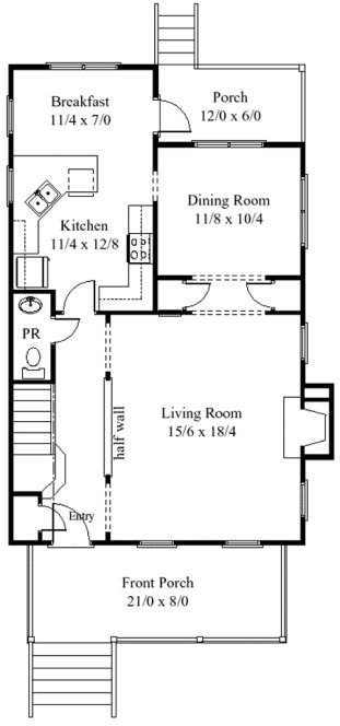 Main Floor Plan for House Plan #180047