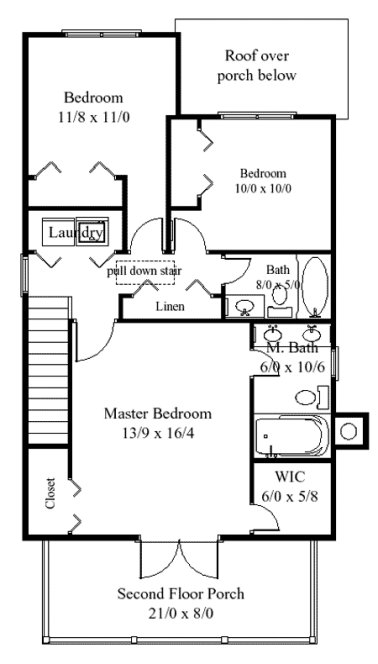Second Floor Plan for House Plan #180047