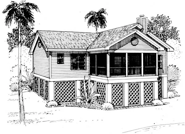 Rear Elevation for House Plan #256047