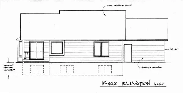 Rear Elevation for House Plan #353331