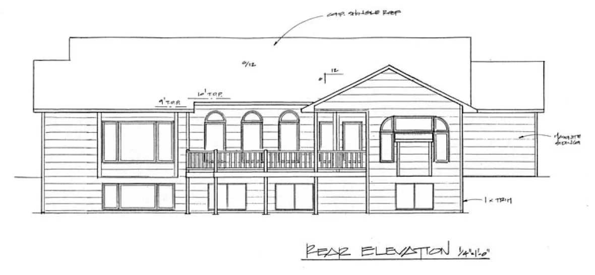 Rear Elevation for House Plan #351751