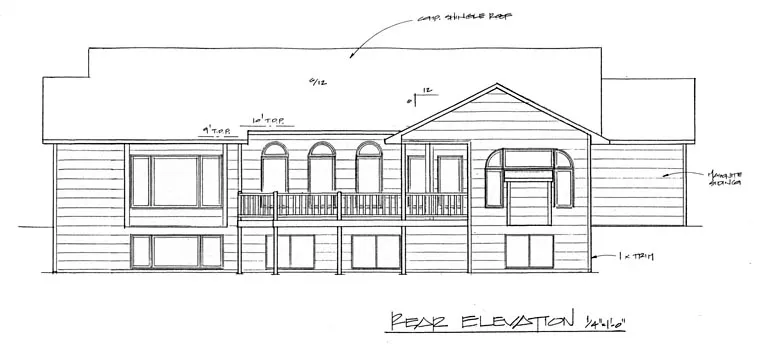 Rear Elevation for House Plan #351751