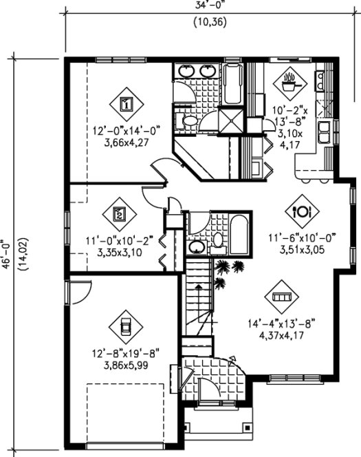 Main Floor Plan for House Plan #171641