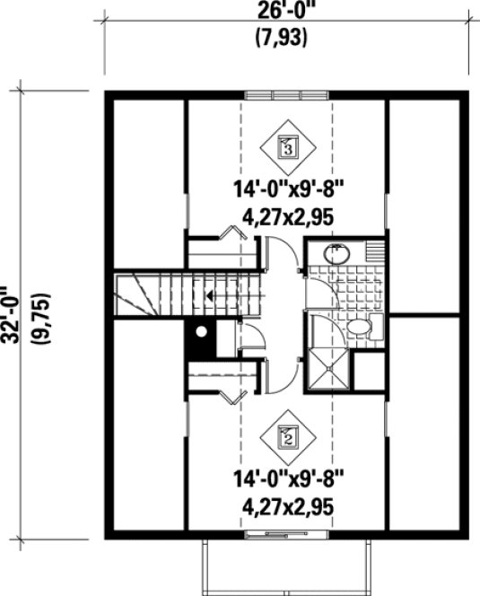 Second Floor Plan for House Plan #175973