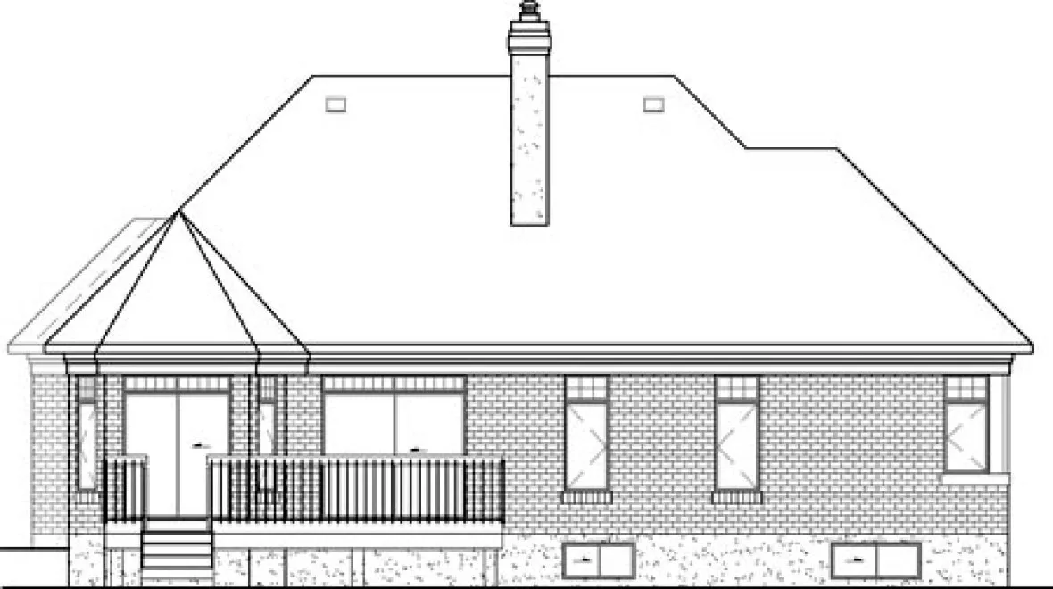 Rear Elevation for House Plan #179301