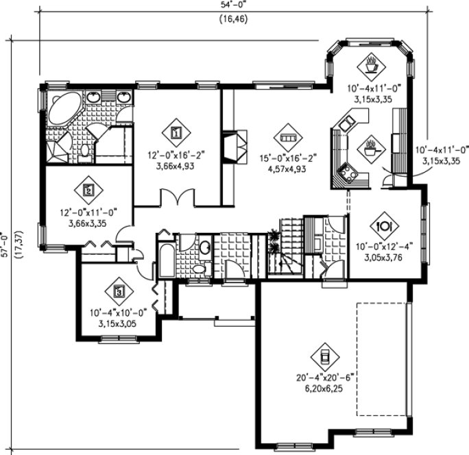 Main Floor Plan for House Plan #179301