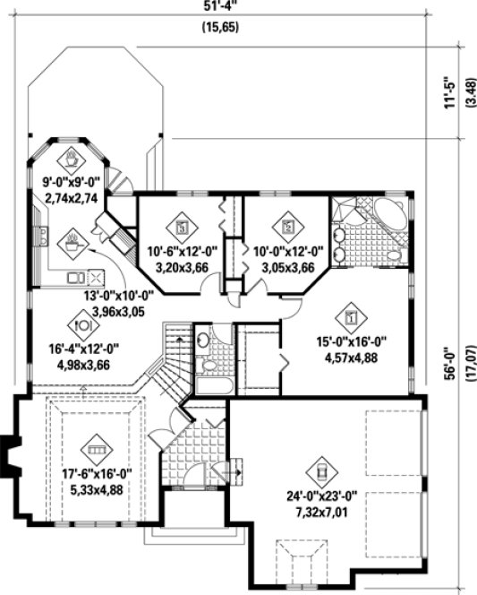Main Floor Plan for House Plan #174540