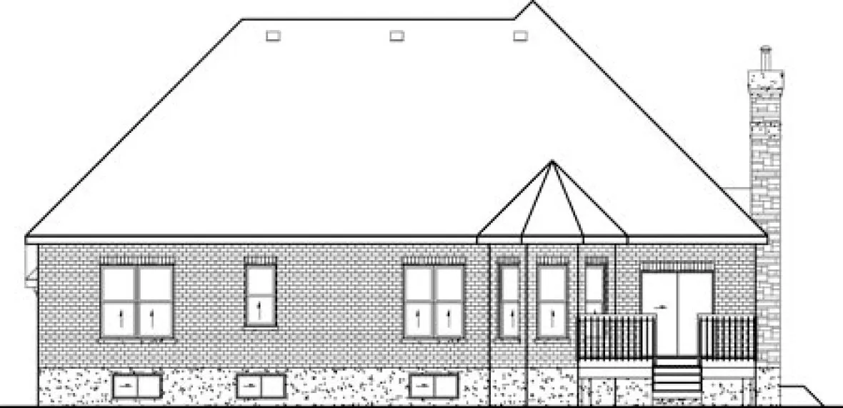 Rear Elevation for House Plan #171101