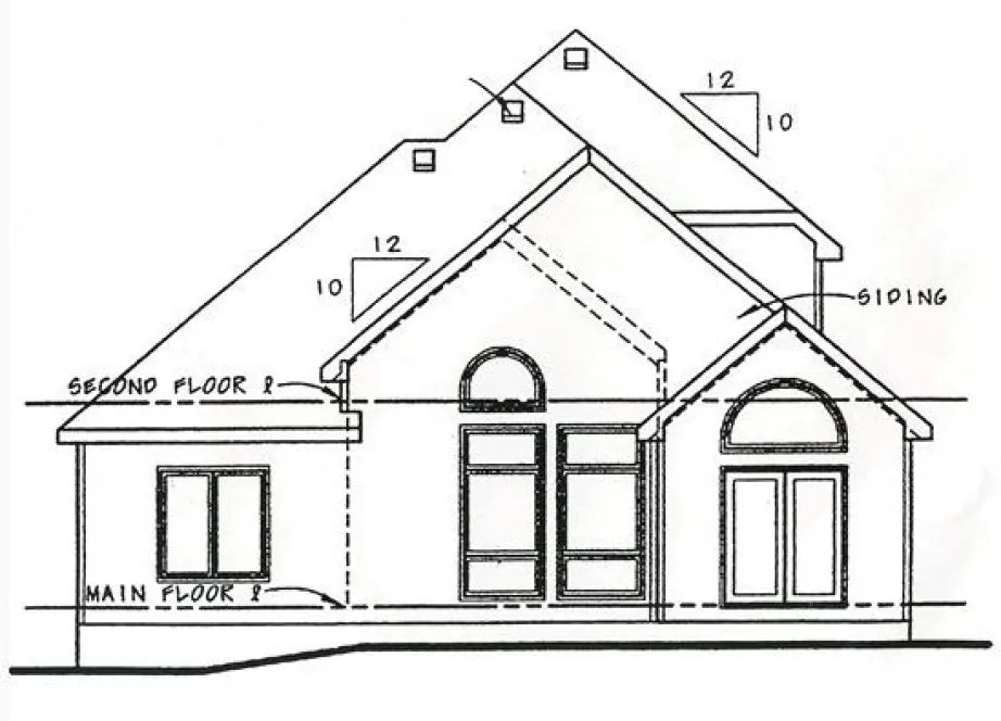 Rear Elevation for House Plan #153229