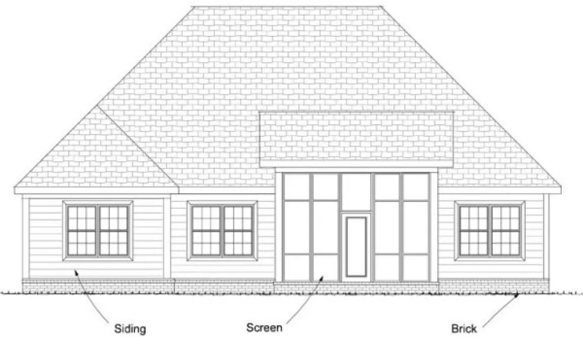 Rear Elevation for House Plan #246614