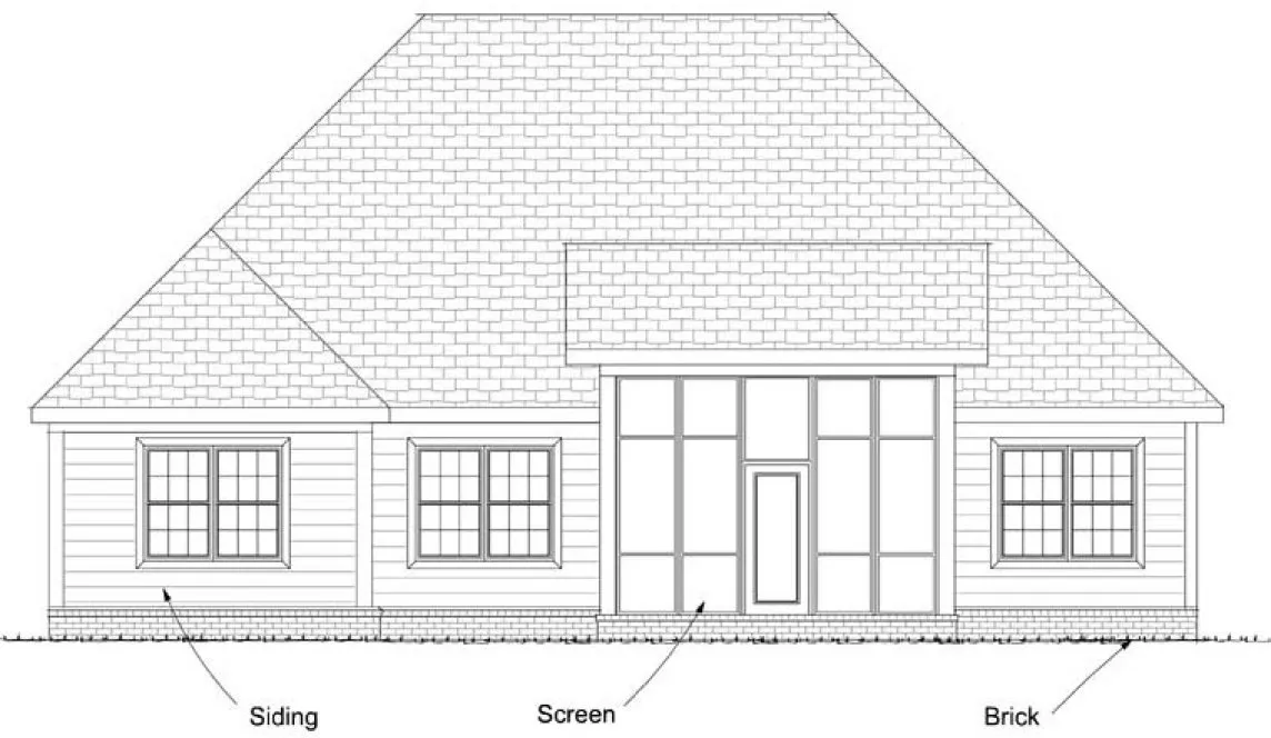 Rear Elevation for House Plan #247614