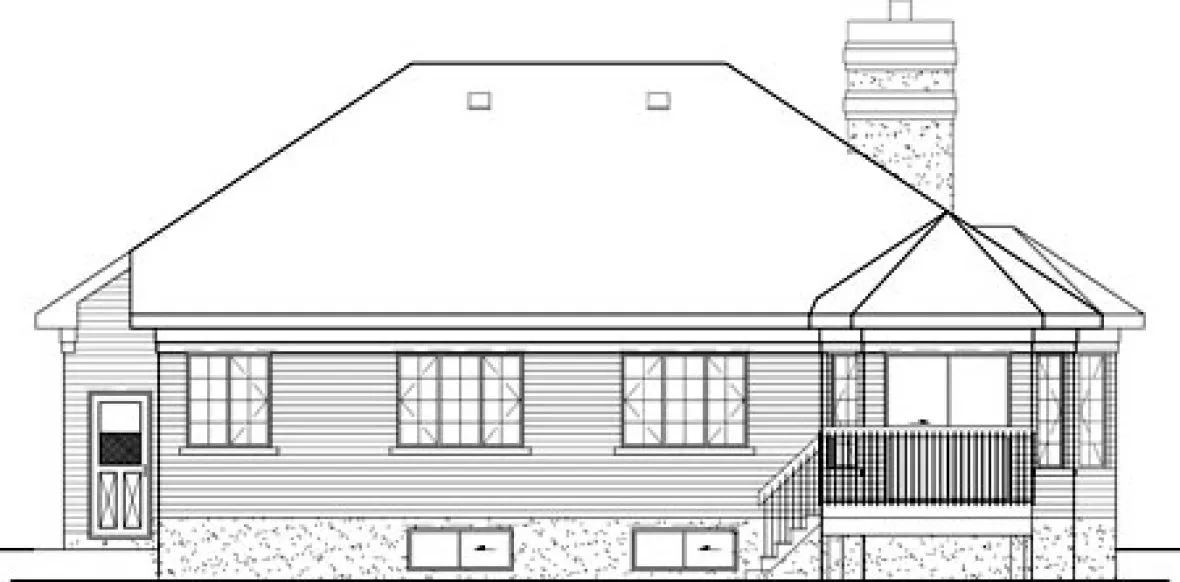 Rear Elevation for House Plan #179811