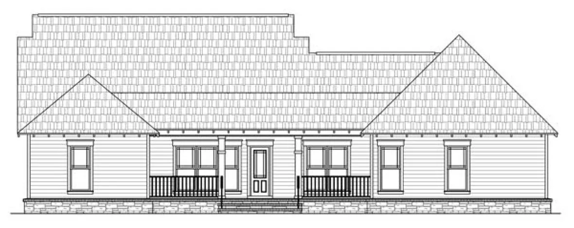 Rear Elevation for House Plan #210010