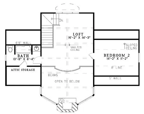 Second Floor Plan for House Plan #310338